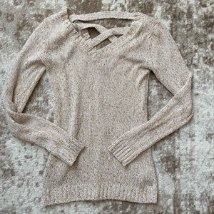 NWOT Guess Sweater Vintage Women Sz S Stretchy Knit Criss Cross Back Gold Sequin